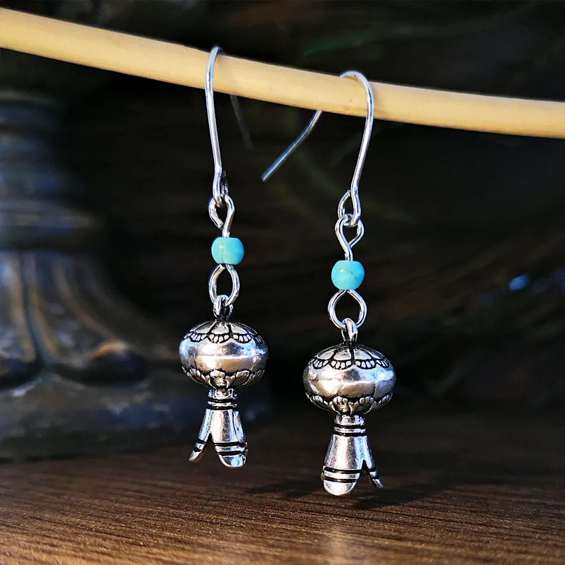 Vintage Turquoises Beads Pumpkin Lantern Drop Earrings for Women Ethnic Handmade Metal Long Earrings Halloween Jewelry Z3D352 
Vintage Turquoises Beads Pumpkin Lantern Drop Earrings for Women Ethnic Handmade Metal Long Earrings Halloween Jewelry Z3D352