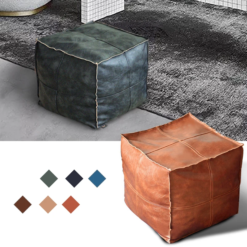 Марокканский из искусственной кожи пуф с вышивкой простой диван оттоманка