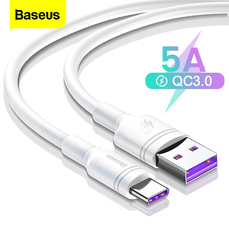 Кабель Baseus USB Type-C 5A для Huawei Mate 20 P20 P30 Pro Lite кабель C Type-c 2A Samsung S10 S9 Oneplus 6t USB-C зарядное