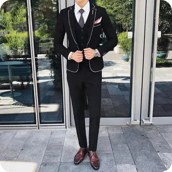 2020 Casual Black Men's Suits Prom Groom Wedding Tuxedos 3 Piece (Coat+Pants+Vest) Slim Costume Homme Man Blazers 
2020 Casual Black Men's Suits Prom Groom Wedding Tuxedos 3 Piece (Coat+Pants+Vest) Slim Costume Homme Man Blazers