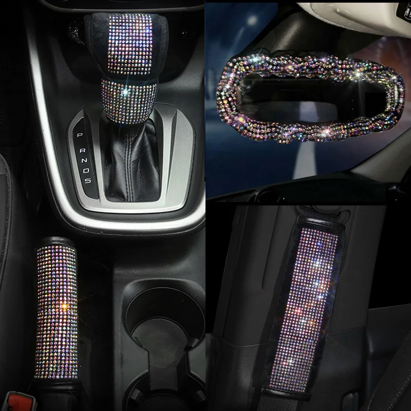 Crystal-Colorful-Rhinestone-Car-Seat-Belt-Cover-Hand-Brake-Gear-Cover-Auto-Shoulder-Pad-Car-Styling-Suit-For-All-Car-21