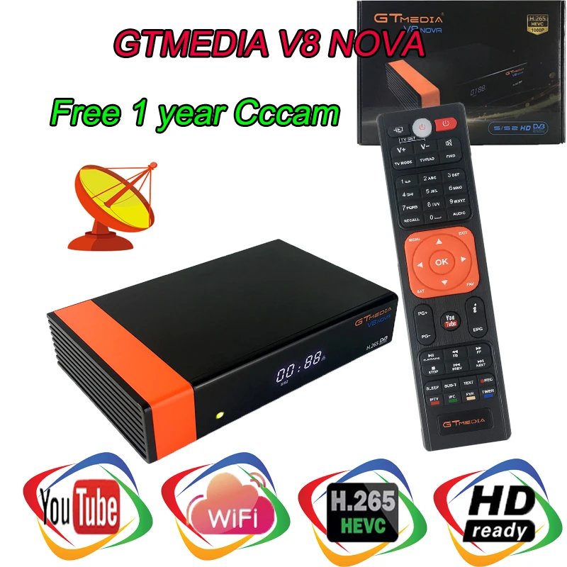 GTMEDIA V8 NOVA Satellite Decoder Full HD built-in WIFI DVB-S2 USB2.0 Support 1 year free Spain Russia cccam Same as V9 Super
GTMEDIA V8 NOVA Satellite Decoder Full HD built-in WIFI DVB-S2 USB2.0 Support 1 year free Spain Russia cccam Same as V9 Super