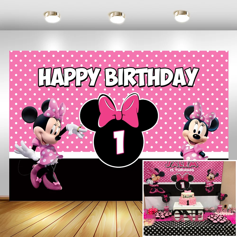 Cartoon Mouse Minnie Birthday Party Photo Backdrop Pink Bow Wave Point Girl's First Birthday Photography Background Vinyl Custom
Cartoon Mouse Minnie Birthday Party Photo Backdrop Pink Bow Wave Point Girl's First Birthday Photography Background Vinyl Custom