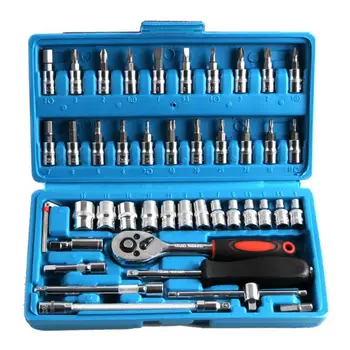 46pcs 1/4-Inch Socket Set Car Repair Tool Ratchet Set Torque Wrench Combination Bit a set of keys Chrome Vanadium
46pcs 1/4-Inch Socket Set Car Repair Tool Ratchet Set Torque Wrench Combination Bit a set of keys Chrome Vanadium
