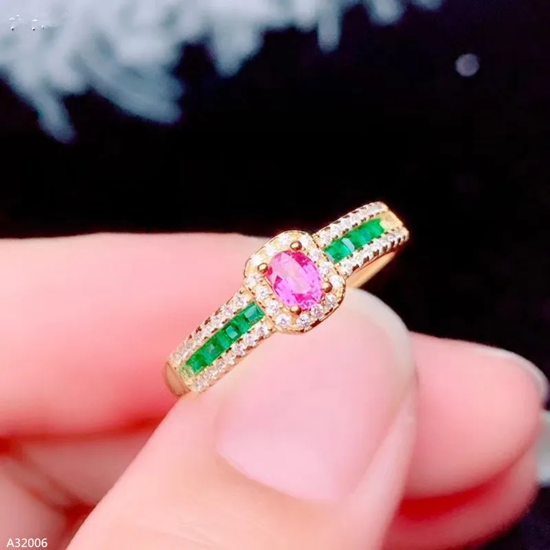 Ювелирные изделия из стерлингового серебра 925 пробы кольцо с розовым сапфиром