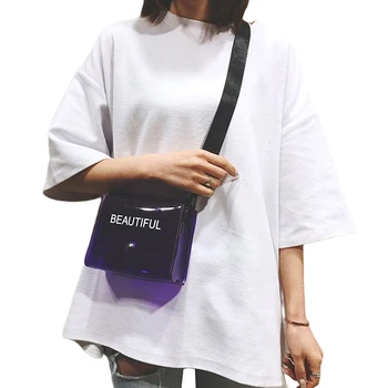 PVC Clear Jelly Crossbody Bag Women Transparent Waterproof Letter Print Beautiful Shoulder Messenger Bags Female Travel Handbag
PVC Clear Jelly Crossbody Bag Women Transparent Waterproof Letter Print Beautiful Shoulder Messenger Bags Female Travel Handbag