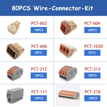80PCS/set Type 2p 3p 4p 5p 8p Assortment Crimp Terminals Fast Wire Connector Kit Terminal Block With Lever 28-22 AWG DIY Tools
80PCS/set Type 2p 3p 4p 5p 8p Assortment Crimp Terminals Fast Wire Connector Kit Terminal Block With Lever 28-22 AWG DIY Tools