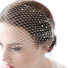 

Classic Birdcage Wedding veil White Ivory Rhinestone Beads Cage Veil Evening Party Voile Mariage вуаль на лицо