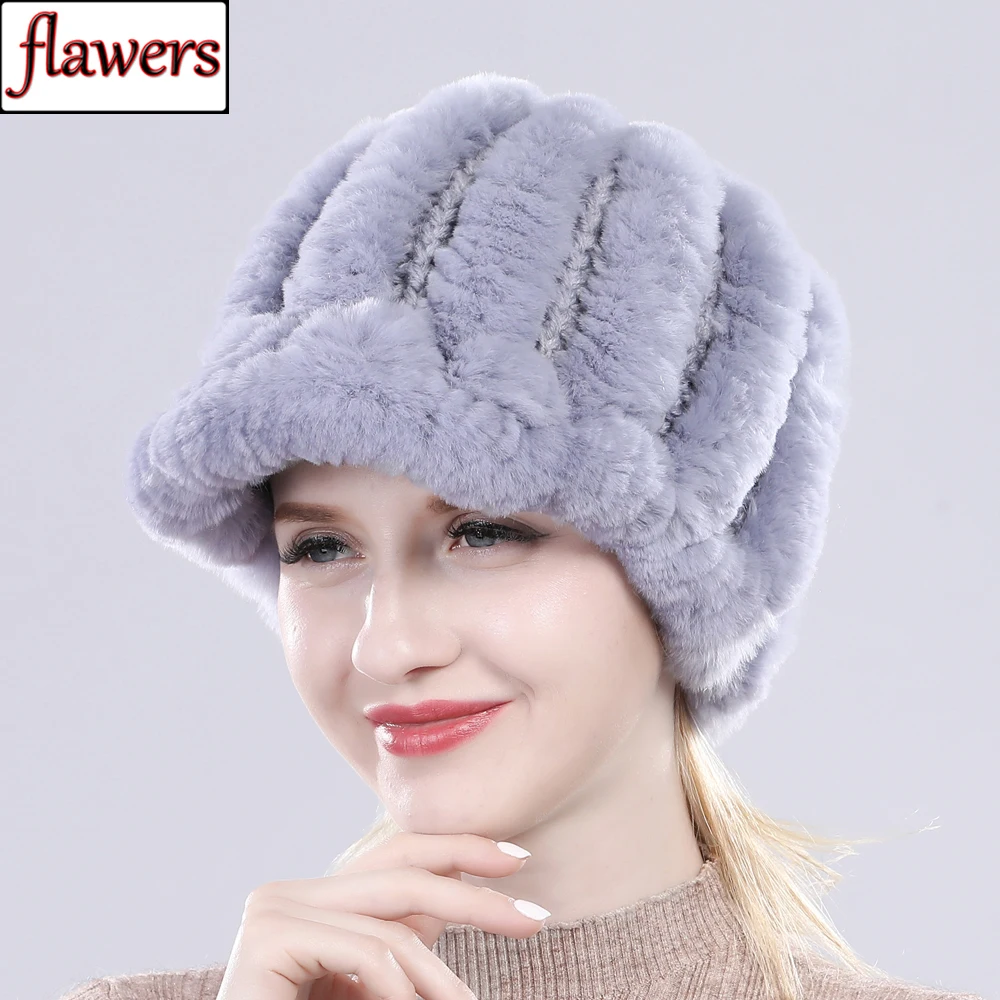 Женские шапки из 2020 натурального меха теплые эластичные на зиму настоящий мех