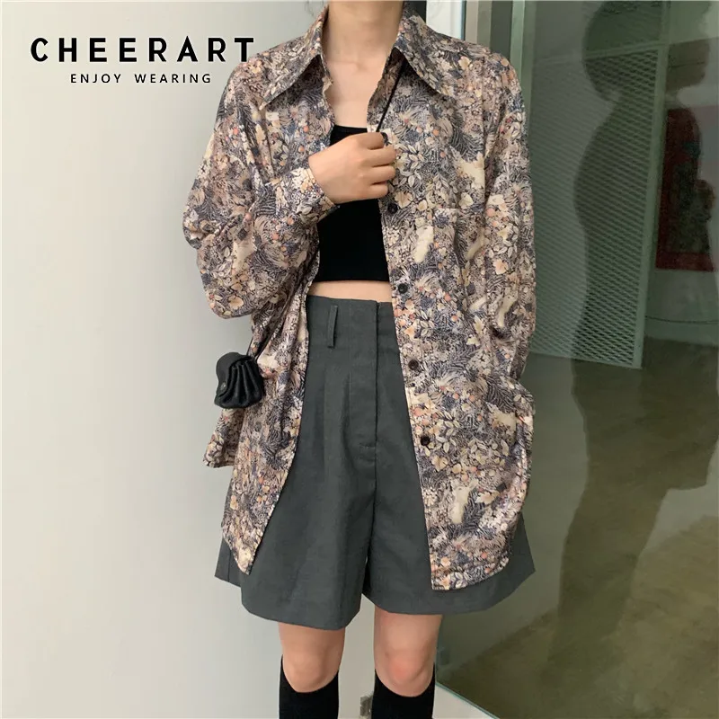 Cheerart Long Sleeve Blouse Women 2019 Floral Print Button Up Vintage Shirt Loose Top Korean Style Fashion Clothing
Cheerart Long Sleeve Blouse Women 2019 Floral Print Button Up Vintage Shirt Loose Top Korean Style Fashion Clothing