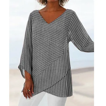 2019 Women Long Sleeve Linen Baggy Blouse Shirt Ladies V Neck Striped Irregular Hem Casual Blouse Summer Tunic Tops Size 6-16
2019 Women Long Sleeve Linen Baggy Blouse Shirt Ladies V Neck Striped Irregular Hem Casual Blouse Summer Tunic Tops Size 6-16