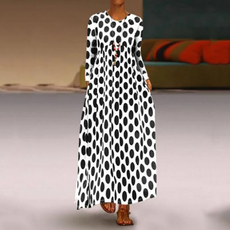 2019 New Ladies Dress Casual Boho Loose Round Neck Long Sleeve Polka Dots Summer Beach Party Dresses
2019 New Ladies Dress Casual Boho Loose Round Neck Long Sleeve Polka Dots Summer Beach Party Dresses