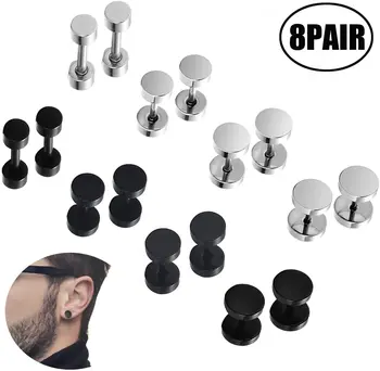 Lvcky 8 Pairs 316L Stainless Steel Round Stud Earrings Set for Men Solver and Black Colors(Silver Black)
Lvcky 8 Pairs 316L Stainless Steel Round Stud Earrings Set for Men Solver and Black Colors(Silver Black)