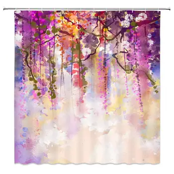 Watercolor Flower Shower Curtain Decor Ivy Purple Floral Pattern Colorful Bathroom Curtain Polyester Fabric Machine Washable 
Watercolor Flower Shower Curtain Decor Ivy Purple Floral Pattern Colorful Bathroom Curtain Polyester Fabric Machine Washable