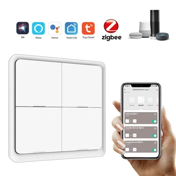 Home Smart Push Button Switches 4 Gang Wifi Switch Smart Home Wireless Wall Touch Panel Work with Tuya Zigbee
Home Smart Push Button Switches 4 Gang Wifi Switch Smart Home Wireless Wall Touch Panel Work with Tuya Zigbee