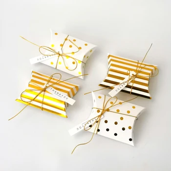 50pcs Gold Stripe Kraft Pillow shaped Candy Box Cardboard Cookie box Baby shower Party Wedding Favor Gift Boxes 
50pcs Gold Stripe Kraft Pillow shaped Candy Box Cardboard Cookie box Baby shower Party Wedding Favor Gift Boxes