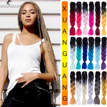 XUANGUANG 24 inch Synthetic Crochet Hair Jumbo Braid Hair Yaki Soft Hair Ombre Crochet Braiding Hair Extension For Braid
XUANGUANG 24 inch Synthetic Crochet Hair Jumbo Braid Hair Yaki Soft Hair Ombre Crochet Braiding Hair Extension For Braid