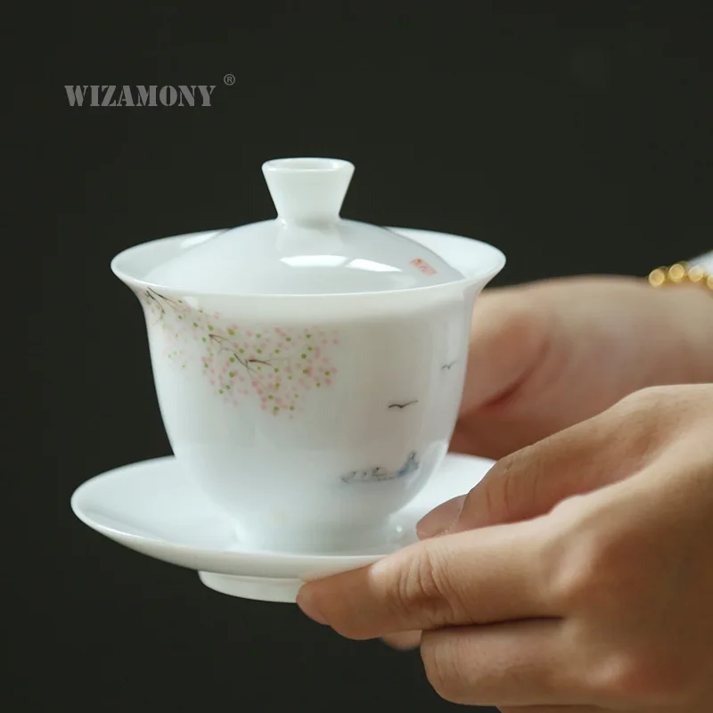 Jade clay hand-painted white porcelain Chinese style Kung Fu tea set ceramic large underglaze color tea bowl jingdezhen tea cup
Jade clay hand-painted white porcelain Chinese style Kung Fu tea set ceramic large underglaze color tea bowl jingdezhen tea cup