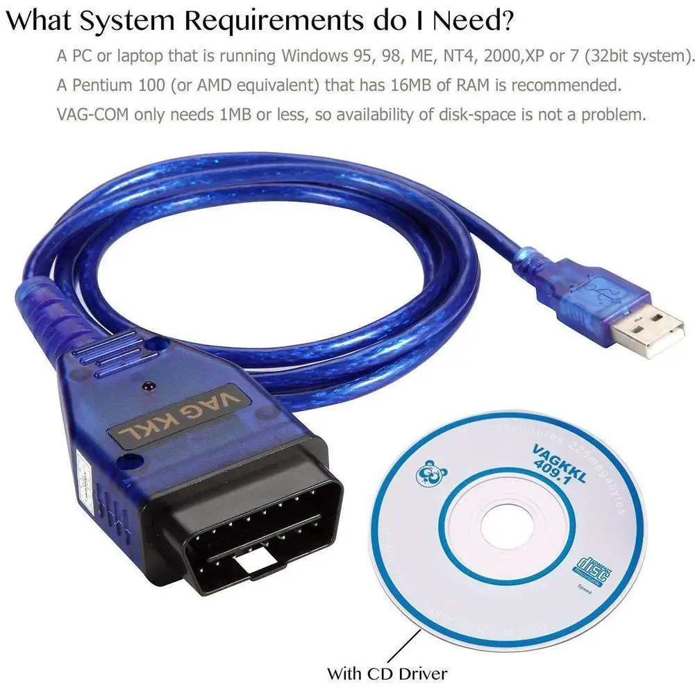 Диагностический интерфейс VAG-COM 409.1 USB-кабель kkl OBD2 для VW Audi Seat Volkswagen Skoda | Автомобили