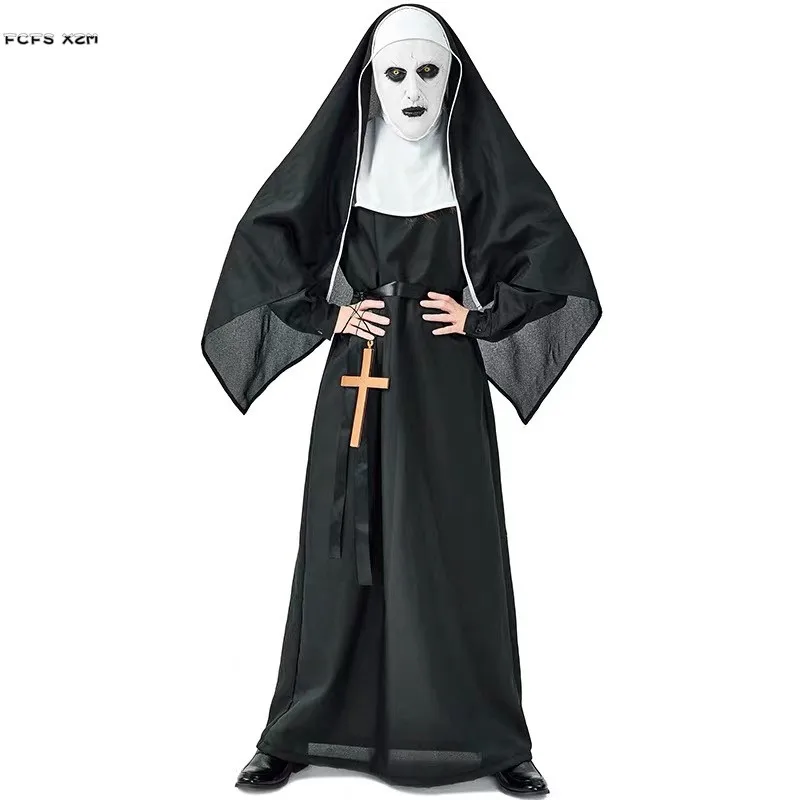 

S-XL Adult Unisex Halloween Priest Nun Costumes Zombie Walking Dead Scary Cosplay Purim Carnival Nightclub Role Play Party Dress