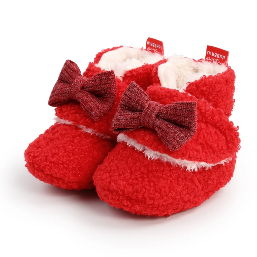 

Winter Warm Crawling Shoes Newborn Baby Booties For Toddler Boy Girl Slippers Prewalker Fur Flower First Walker 0-18M