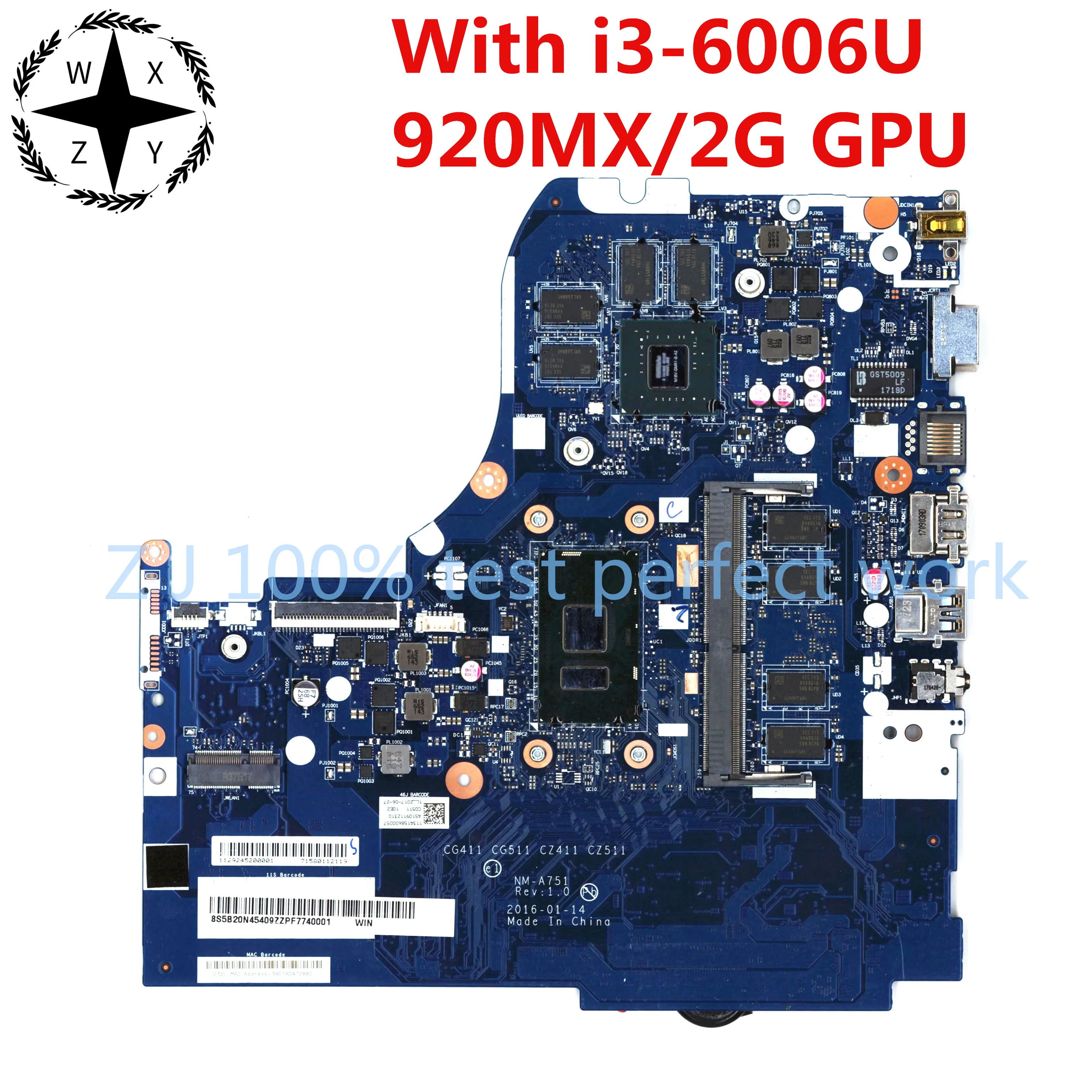 Fru 5B20N45409 для Lenovo 310-15ISK материнская плата портативного компьютера с i3-6006U 4 Гб ОЗУ