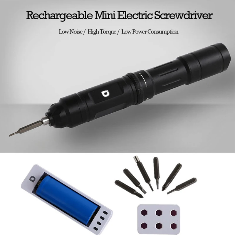 1pcs Mini Electric Screwdriver Home Appliances X1 Low Noise Repair Tool Rechargeable High Torque Aviation Aluminium Home Tools
1pcs Mini Electric Screwdriver Home Appliances X1 Low Noise Repair Tool Rechargeable High Torque Aviation Aluminium Home Tools