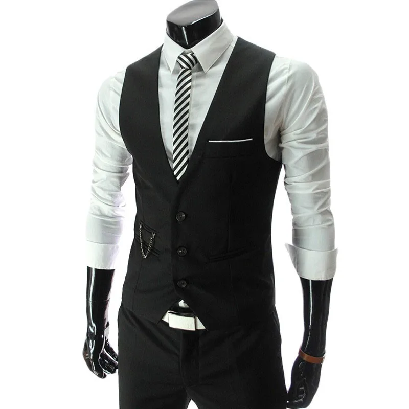 2020 Dress Vests For Men Slim Fit Mens Suit Vest Male Waistcoat Gilet Homme Colete masculino social Formal Business Jacket 4XL | Мужская