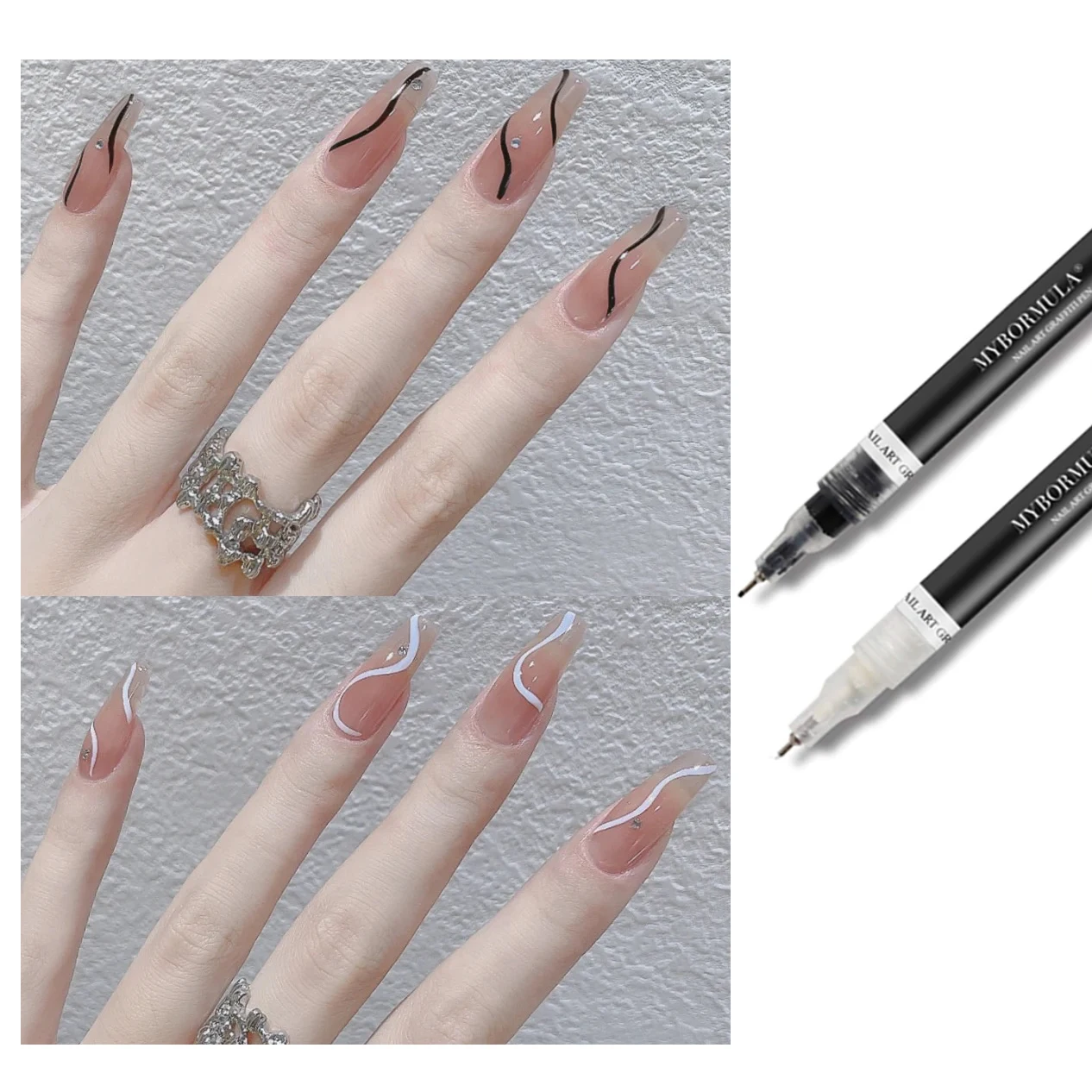 Фото Ручка для дизайна ногтей 0 5 мм Черная кисть инструмент рисования Быстросохнущий