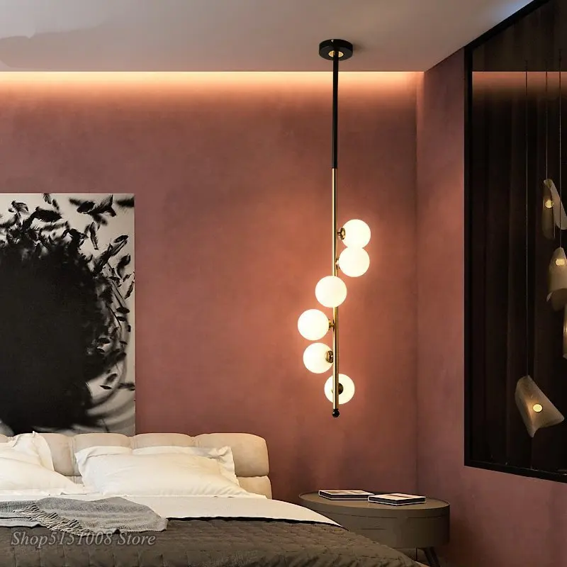 Nordic Simple pendant lights Living Room Glass Ball hanging lamps Gold Pole Bedroom Creative Art Home Decor Lighting Fixtures
Nordic Simple pendant lights Living Room Glass Ball hanging lamps Gold Pole Bedroom Creative Art Home Decor Lighting Fixtures