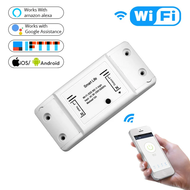 WiFi Smart Light Switch Smart Remote Control Universal Breaker Timer Smart Life APP Wireless Works for Alexa for Google Home
WiFi Smart Light Switch Smart Remote Control Universal Breaker Timer Smart Life APP Wireless Works for Alexa for Google Home