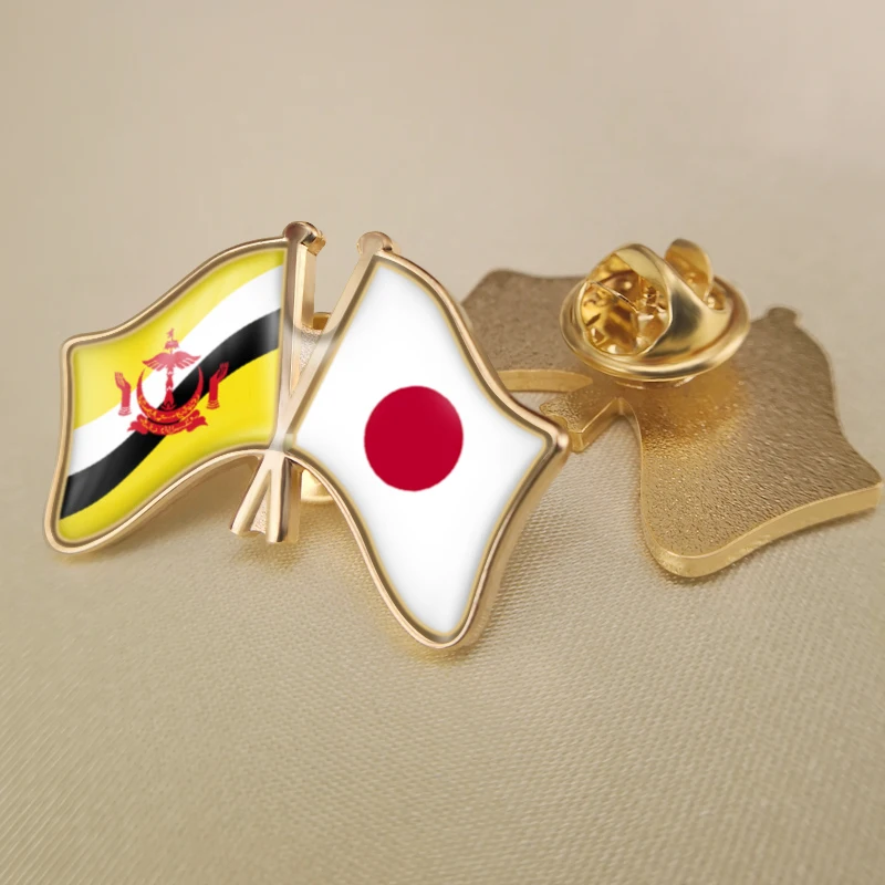 

Бруней-Даруссалам и Япония перекрестные двойной флаг дружбы значков на булавке брошь значки