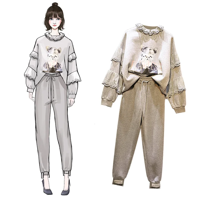 Large Size Plus-sized Womenswear Size Half-Turtle-Neck Cartoon Lace Joint Hoodie Pine jin yao Lace-up High-waisted Casual Pants
Large Size Plus-sized Womenswear Size Half-Turtle-Neck Cartoon Lace Joint Hoodie Pine jin yao Lace-up High-waisted Casual Pants
