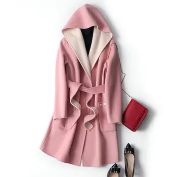 Bornladies Hooded Double-Sided Cashmere Coat Women's Mid-Length Woolen Coat Lace-up 2020 New Winter Clothes Korean Trend 
Bornladies Hooded Double-Sided Cashmere Coat Women's Mid-Length Woolen Coat Lace-up 2020 New Winter Clothes Korean Trend