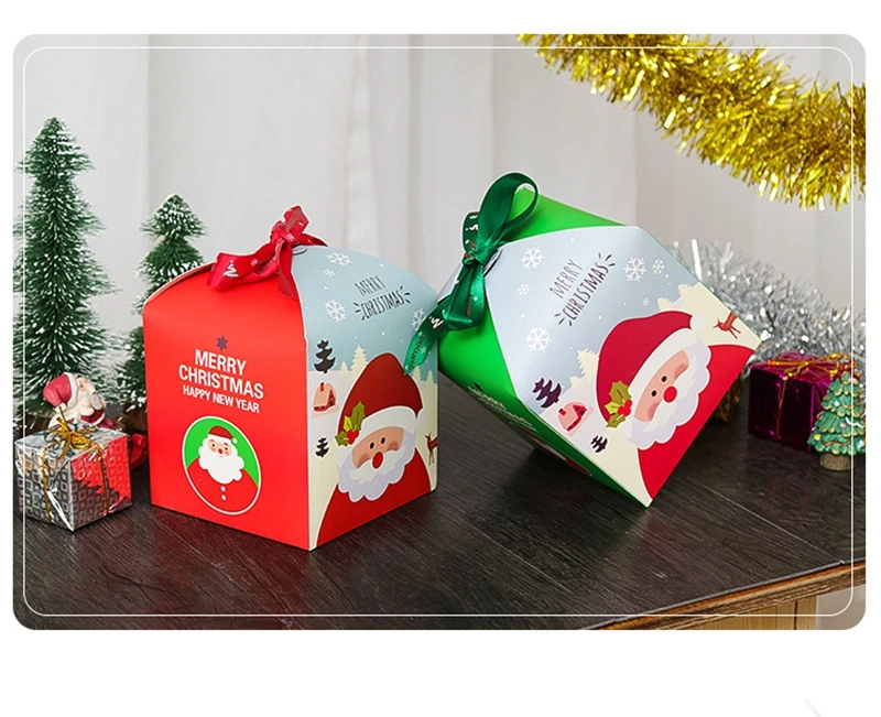 10pcs merry christmas candy box bag santa claus gift box paper