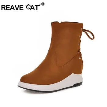 REAVE CAT Women Shoes Zipper Casual wedge Boots Winter Warm Lace Up Flock Women Ankle Boots female Booties beige big size 43
REAVE CAT Women Shoes Zipper Casual wedge Boots Winter Warm Lace Up Flock Women Ankle Boots female Booties beige big size 43