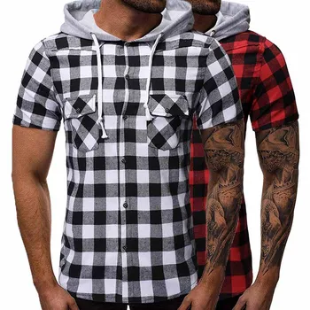 Summer mens short sleeve plaid shirt fashion casual hooded shirt men white red shirts
Summer mens short sleeve plaid shirt fashion casual hooded shirt men white red shirts