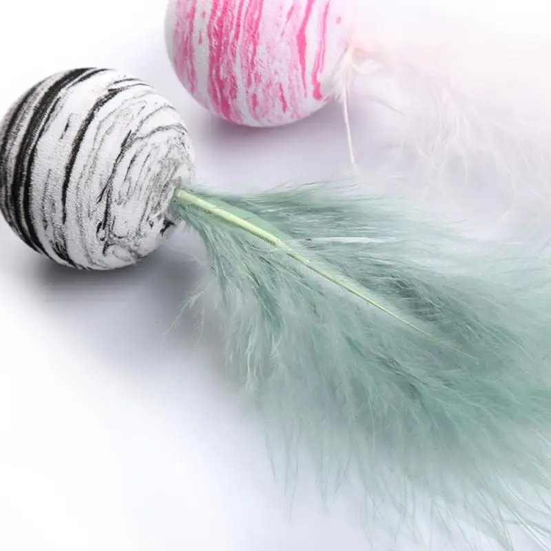 Cat Toy Star Ball Plus Feather EVA Material Light Foam Ball Throwing Toy For Fetch Training Chewing And Teething Pet Supplies