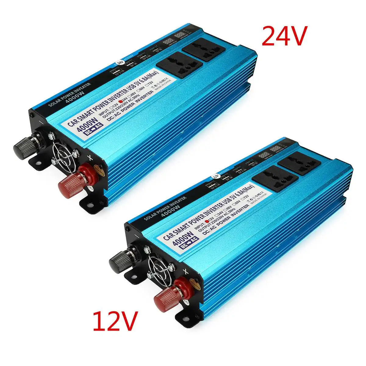 4000W Car Power Inverter LED Solar Power Inverter 12V/24V DC to 220V AC Modified Sine Wave Inverter Charger Converter Adapter
4000W Car Power Inverter LED Solar Power Inverter 12V/24V DC to 220V AC Modified Sine Wave Inverter Charger Converter Adapter