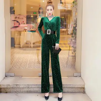 Women 2020 Autumn Winter Elegant Sequin Gold Velvet Jumpsuit Female High Waist Wide Leg Pants Rompers Office Lady Jumpsuits N250
Women 2020 Autumn Winter Elegant Sequin Gold Velvet Jumpsuit Female High Waist Wide Leg Pants Rompers Office Lady Jumpsuits N250