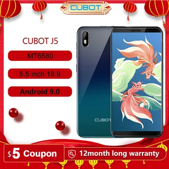 

Cubot J5 Smartphone Android 9.0 Telephone 5.5" 18:9 Full Screen MT6580 Quad-Core 2GB RAM 16GB ROM Phone Dual SIM Card 2800mAh 3G