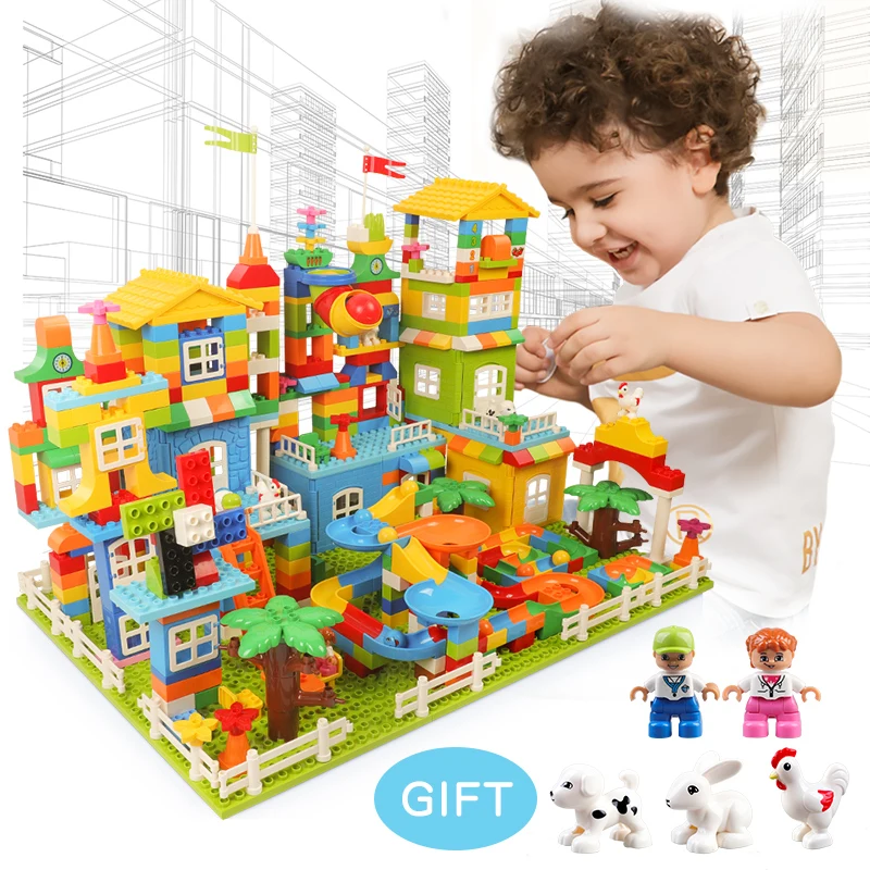 Building Blocks Big Size DIY Marble Race Run Friend Classic Creator Blocks Castle Train Bricks Constructor Toys Kids Gifts
Building Blocks Big Size DIY Marble Race Run Friend Classic Creator Blocks Castle Train Bricks Constructor Toys Kids Gifts