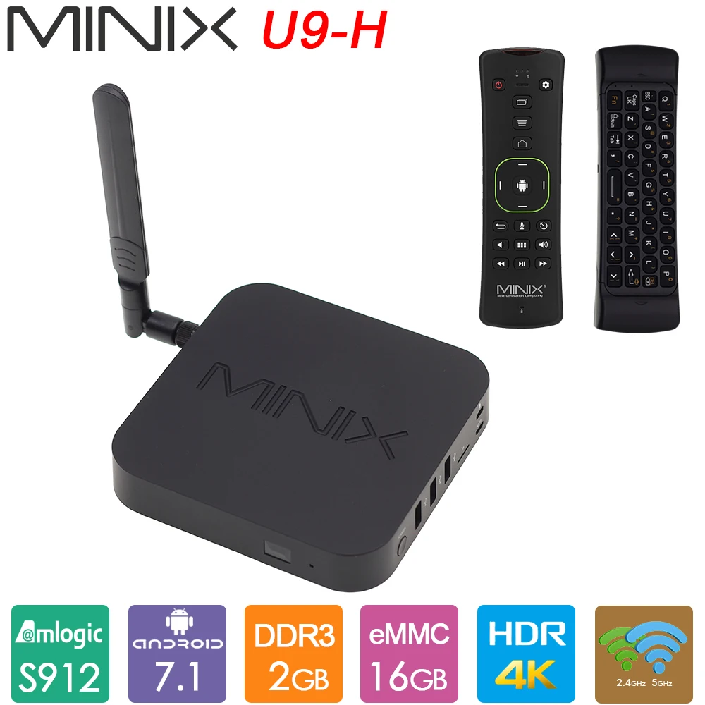 MINIX NEO U9-H Android 7.1 TV Amlogic S912-H Octa Core Smart TV Box 2GB DDR3 16GB+NEO A3 Voice Air Mouse 4K HDR WIFI Set Top Box
MINIX NEO U9-H Android 7.1 TV Amlogic S912-H Octa Core Smart TV Box 2GB DDR3 16GB+NEO A3 Voice Air Mouse 4K HDR WIFI Set Top Box