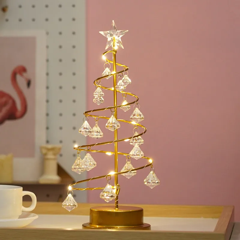 Светодиодный ночсветильник с кристаллами Рождественская елка пятиконечная