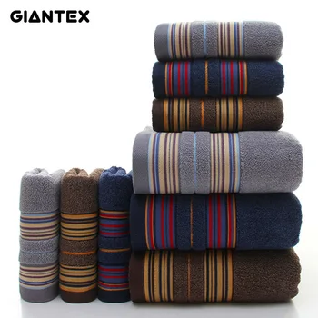 

GIANTEX 3-Pieces Cotton Towel Set Bathroom Super Absorbent Bath Towel Face Towels For Adults serviette de bain toallas recznik