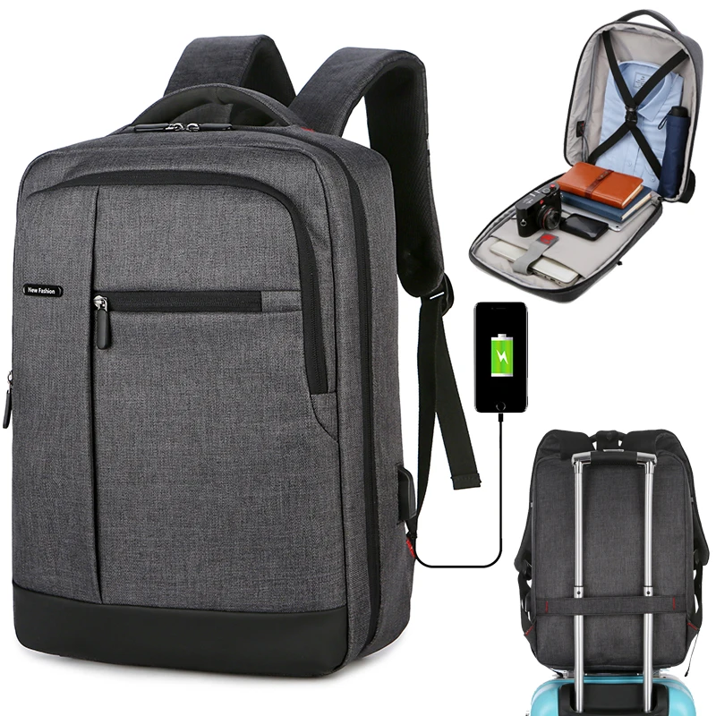 15 6 дюймов Для мужчин школьные рюкзаки для путешествия Мульти USB Зарядное