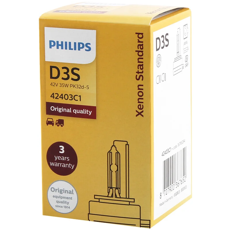 1X Philips HID D3S 35W Xenon Standard 4200K Auto Lamp Original Car Headlight OEM Replacement Upgrade D3 ECE 42403C1 
1X Philips HID D3S 35W Xenon Standard 4200K Auto Lamp Original Car Headlight OEM Replacement Upgrade D3 ECE 42403C1