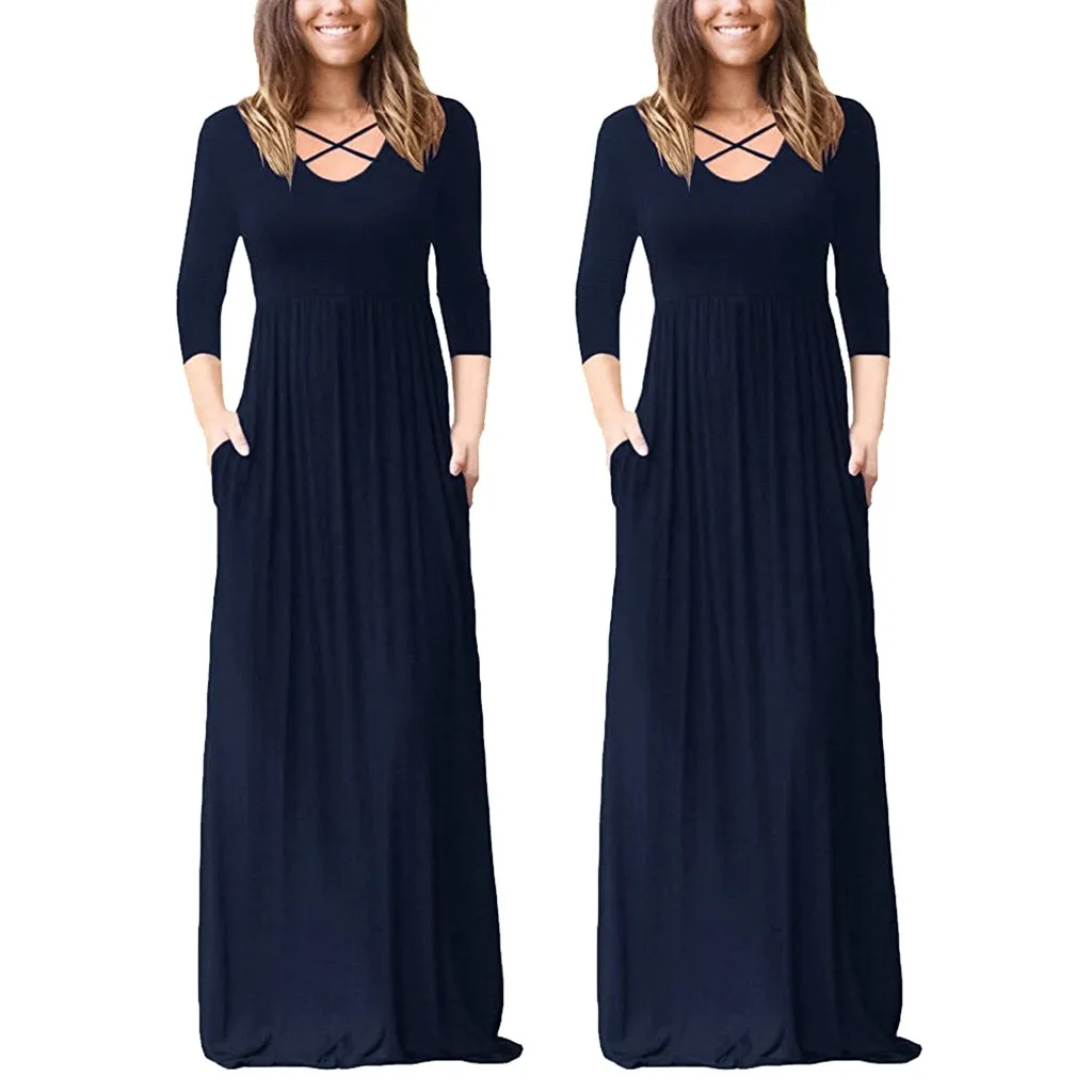 Hot Sale Women Boho Maxi Dress Sexy Summer Short Sleeve Side Slit Loose Evening Party Long Beach Dress with Pocket Vestidos
Hot Sale Women Boho Maxi Dress Sexy Summer Short Sleeve Side Slit Loose Evening Party Long Beach Dress with Pocket Vestidos