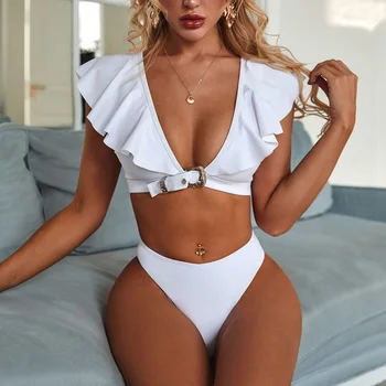 Ruffle Women Swimsuit High Waist Bikini 2020 Push Up Bikini Set Women Swimwear Female Solid Bathing Suit Belted Swimming Suits
Ruffle Women Swimsuit High Waist Bikini 2020 Push Up Bikini Set Women Swimwear Female Solid Bathing Suit Belted Swimming Suits