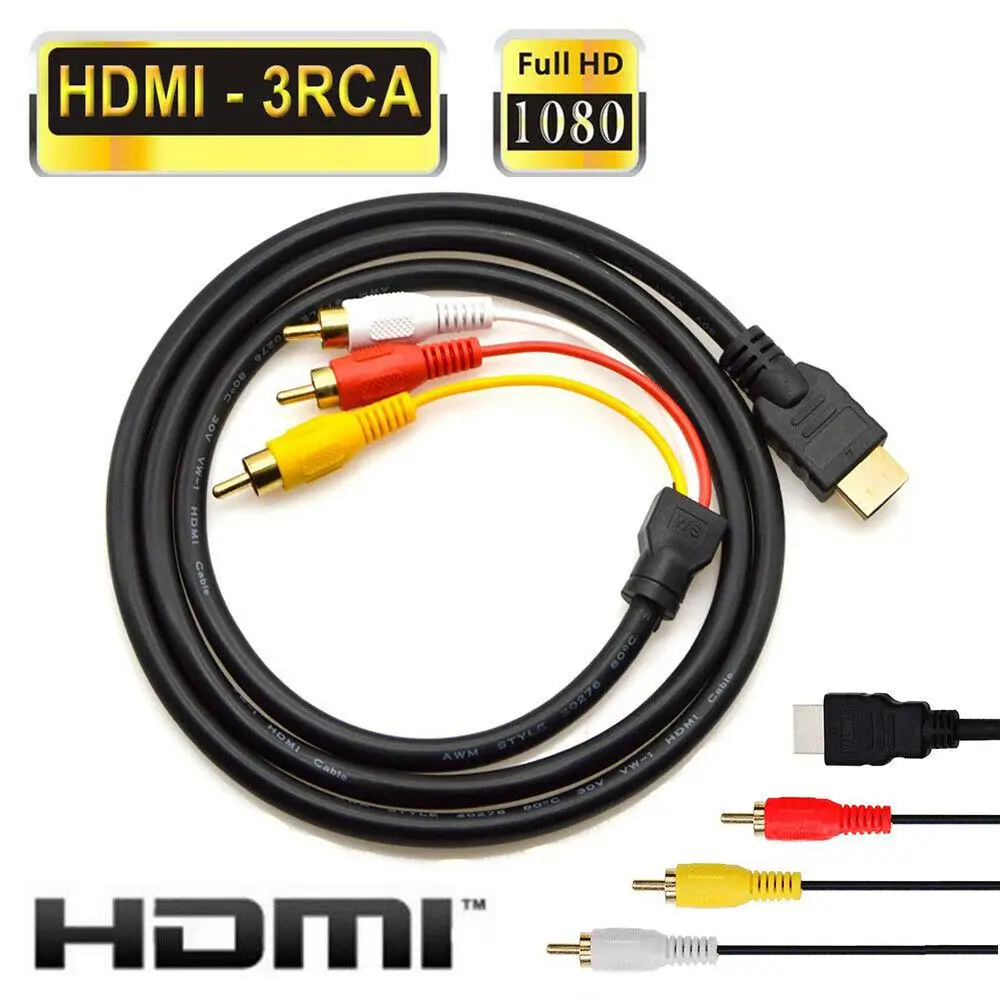 Protable Gold Plated Connectors HDMI Male to 3RCA AV Male Extension Cable Audio Adapter Cable
Protable Gold Plated Connectors HDMI Male to 3RCA AV Male Extension Cable Audio Adapter Cable